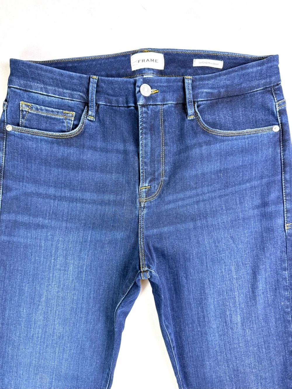 FRAME Le Crop Mini Boot Jeans 31 Majesty Dark Wash Cropped Bootcut Stretch - Picture 3 of 11
